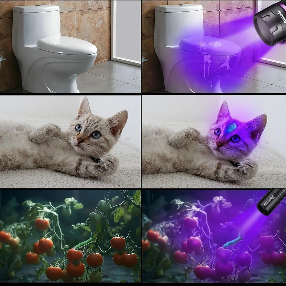 120W 365nm UV Flashlight 6Light Ultra Violet Black Light Ink Dryer Money Fluorescer Cat Dog Urine Tinea Ore Money Detector SV116
