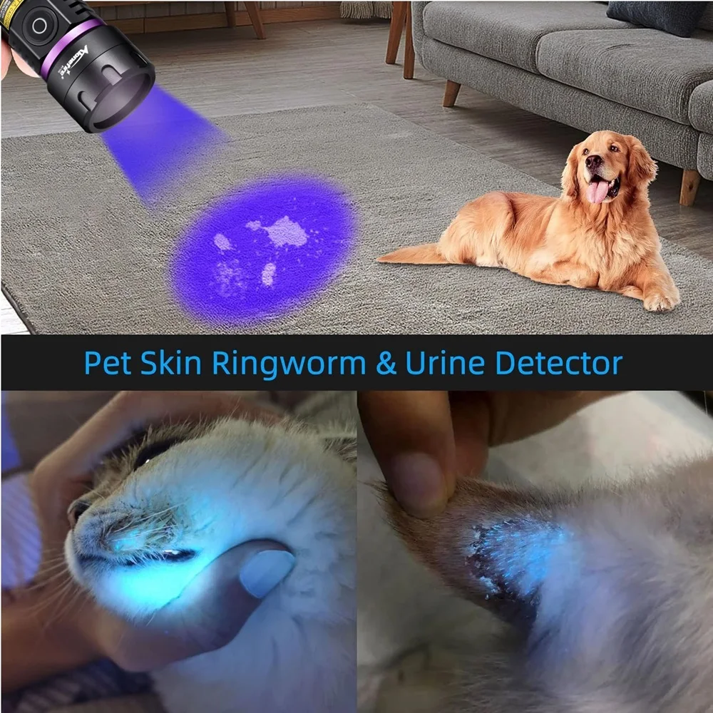 120W 365nm UV Flashlight 6Light Ultra Violet Black Light Ink Dryer Money Fluorescer Cat Dog Urine Tinea Ore Money Detector SV116