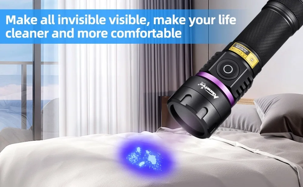 120W 365nm UV Flashlight 6Light Ultra Violet Black Light Ink Dryer Money Fluorescer Cat Dog Urine Tinea Ore Money Detector SV116