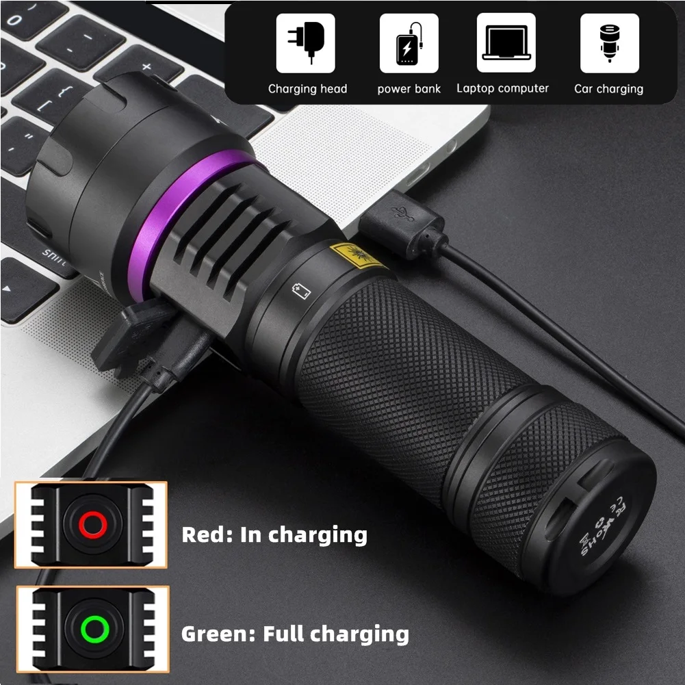 120W 365nm UV Flashlight 6Light Ultra Violet Black Light Ink Dryer Money Fluorescer Cat Dog Urine Tinea Ore Money Detector SV116