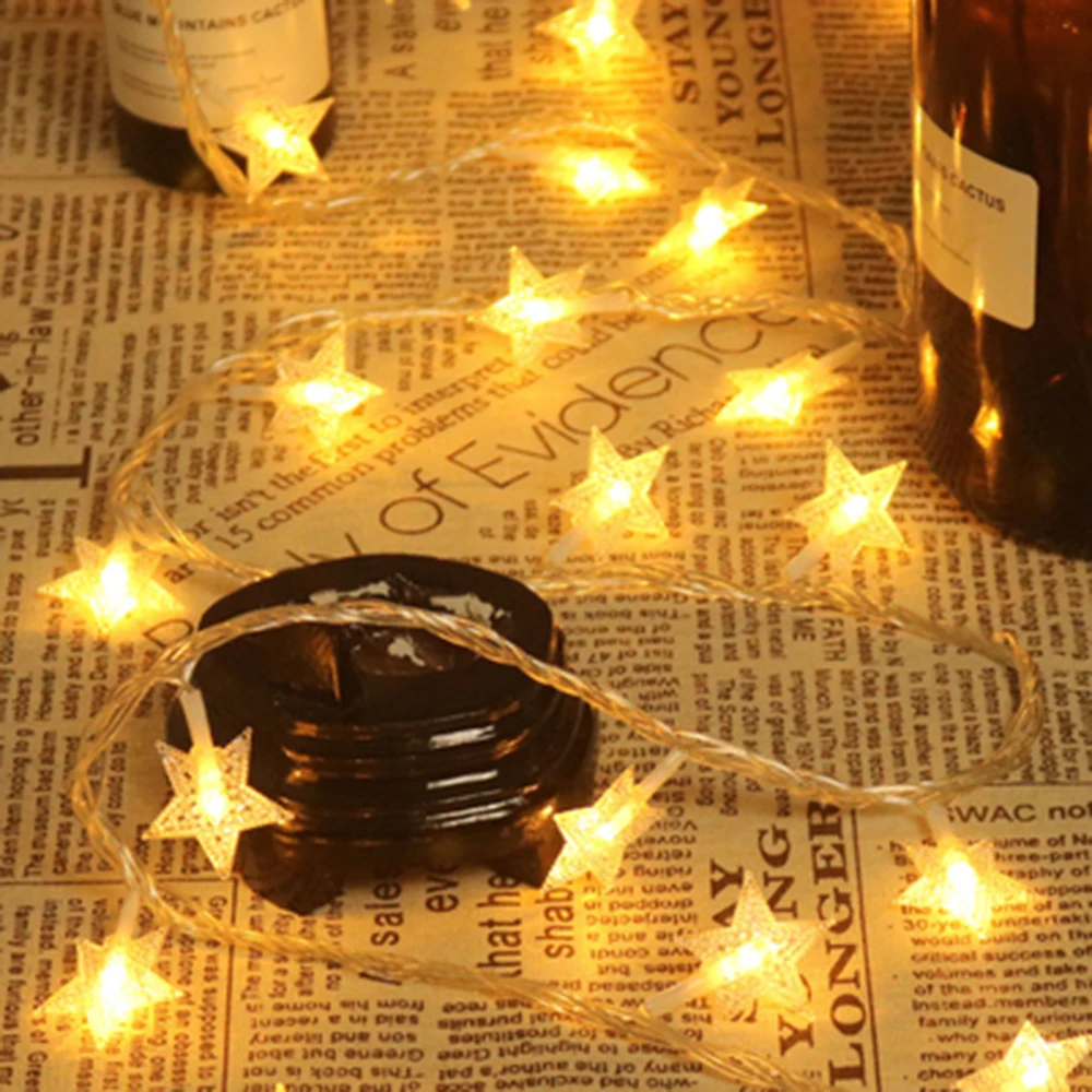 10L/20L/40L/80L LED Star String Lights Christmas Garland Battery USB Powered Wedding Party Curtain String Fairy Lamps For Home