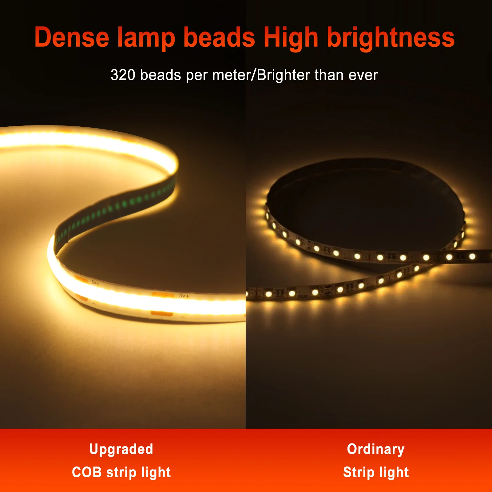 Super Bright USB DC5V COB Led Light Strip 320LED/m High Density Flexible Linear Lighting Warm/Natural/White 50cm 1m 2m 3m 4m 5m