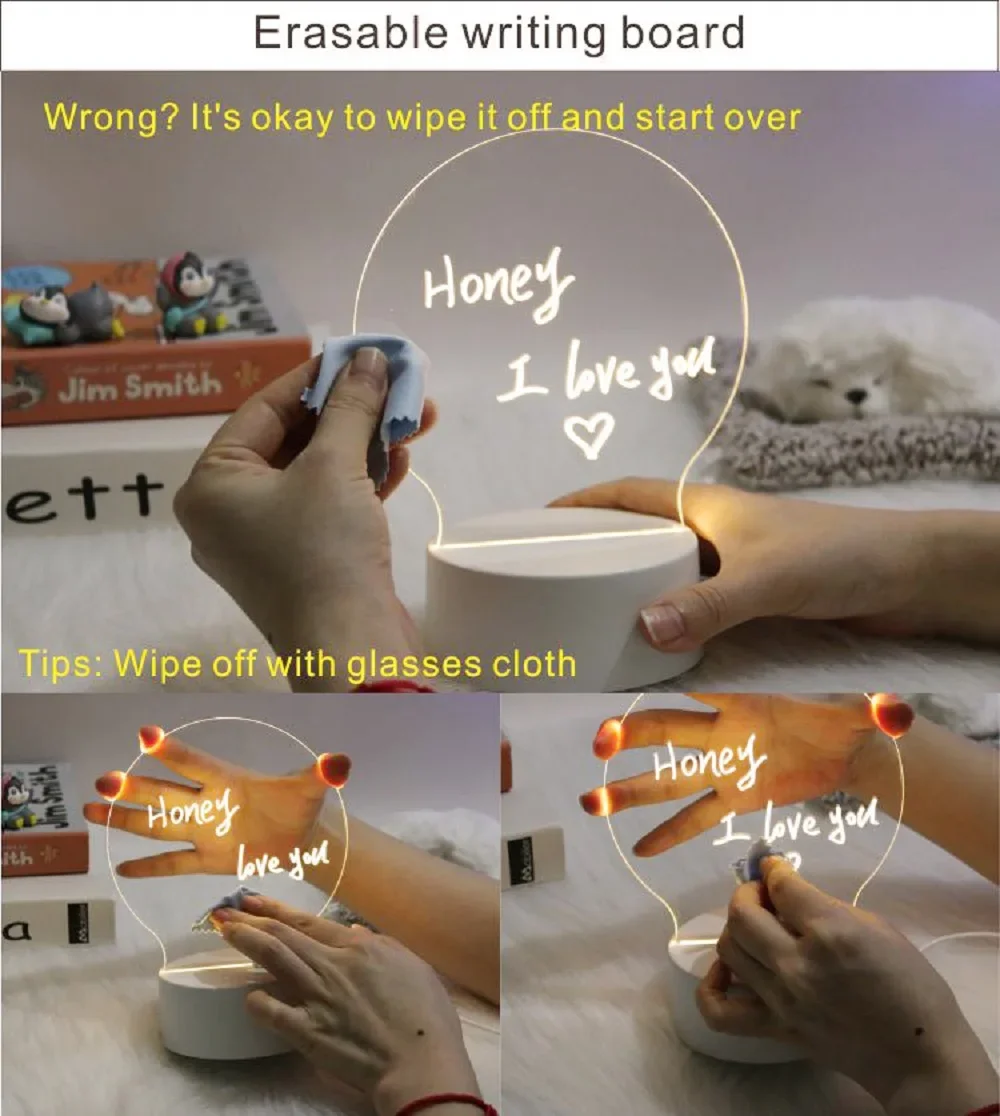 Note Board Creative Led Night Light USB Message Board Holiday Light With Pen Gift For Children Girlfriend Decoration Night Lamp