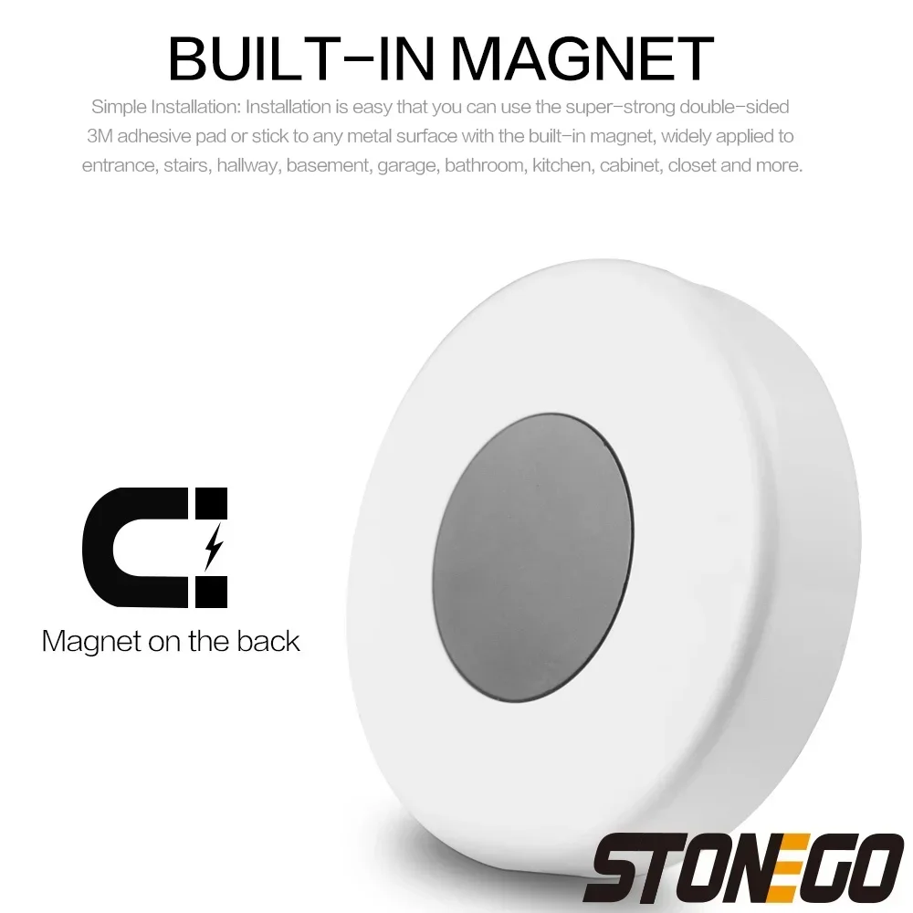 Motion Sensor Light Magnetic Design, LED Night Light Built-in Battery 700mAh Rechargeable 60lumens 0.6W Removable Wall Lamp