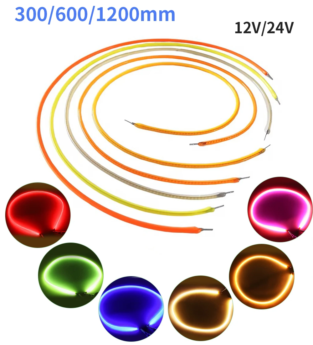 300mm 600mm 1200mm Long Flexible LED Filament for Creative DIY Lamp Parts DC 12V/24V Diode Pink Warm White Red Blue Green