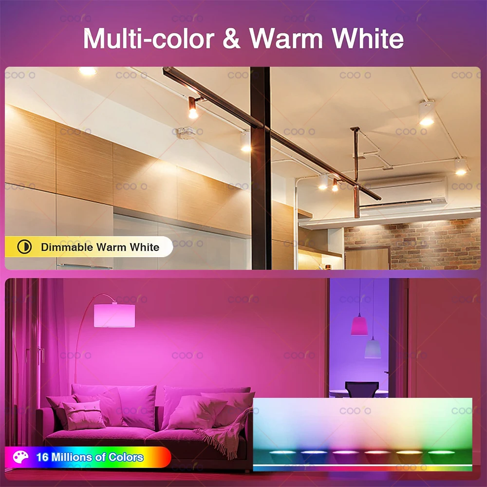 Tuya WiFi GU10 Smart LED Light Bulb Bluetooth GU10 Dimmable Lamps Smart Life App Control Spotlight Bulb Works With Alexa Google
