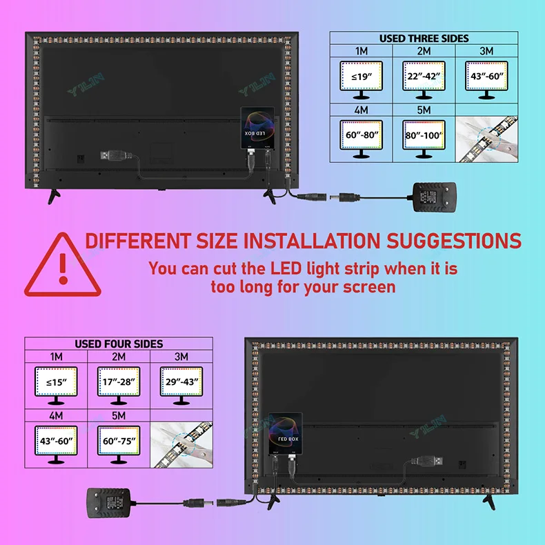 RGBIC LED Strip Immersive Computer Backlight PC/TV Monitor Screen Color Sync Light Strips Smart Software Control Ambient Lamps