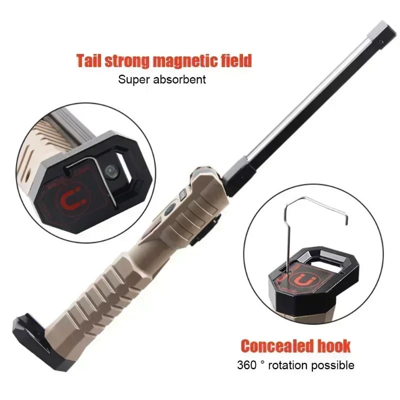 Portable Fold LED Flashlight Strong Magnet COB Working Light Type C Rechargeable Emergency Floodlight Outdoor Camping Lantern