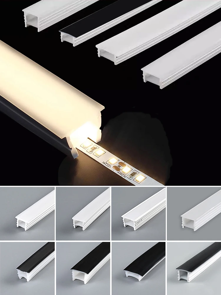 1-10M Recessed Black Led Neon Rope Tube 10/20/30Mm Flexible Silicone Strip Led Channel Diffuser Cover Soft Tape Ribbon Light