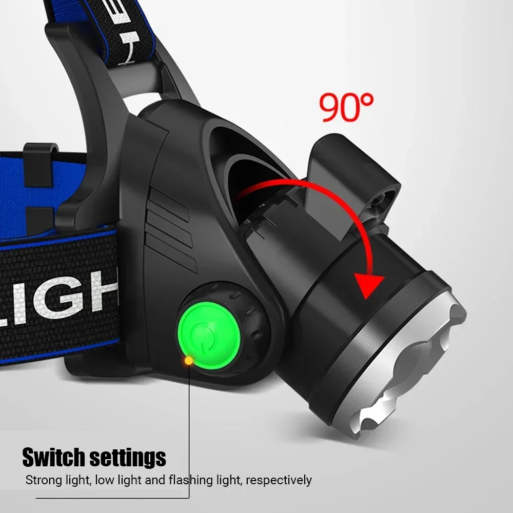 XIWANGFIRE T6 LED Headlamps Bright Heal Lamp18650 Long Endurance Lamp Rechargeable 3 Modes Torch Zoom Fishing Working Lantern