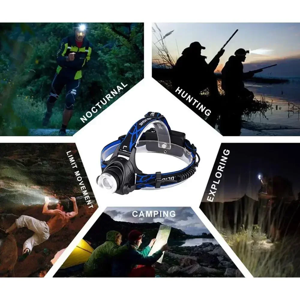 XIWANGFIRE T6 LED Headlamps Bright Heal Lamp18650 Long Endurance Lamp Rechargeable 3 Modes Torch Zoom Fishing Working Lantern