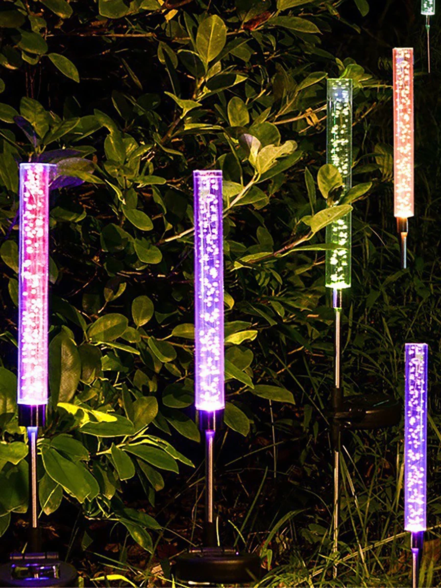 Solar Reed Bulb Bubble Stick RGB Color Acrylic Patio Park Landscape Spot Lawn Garden Plug-In Landscape Lights