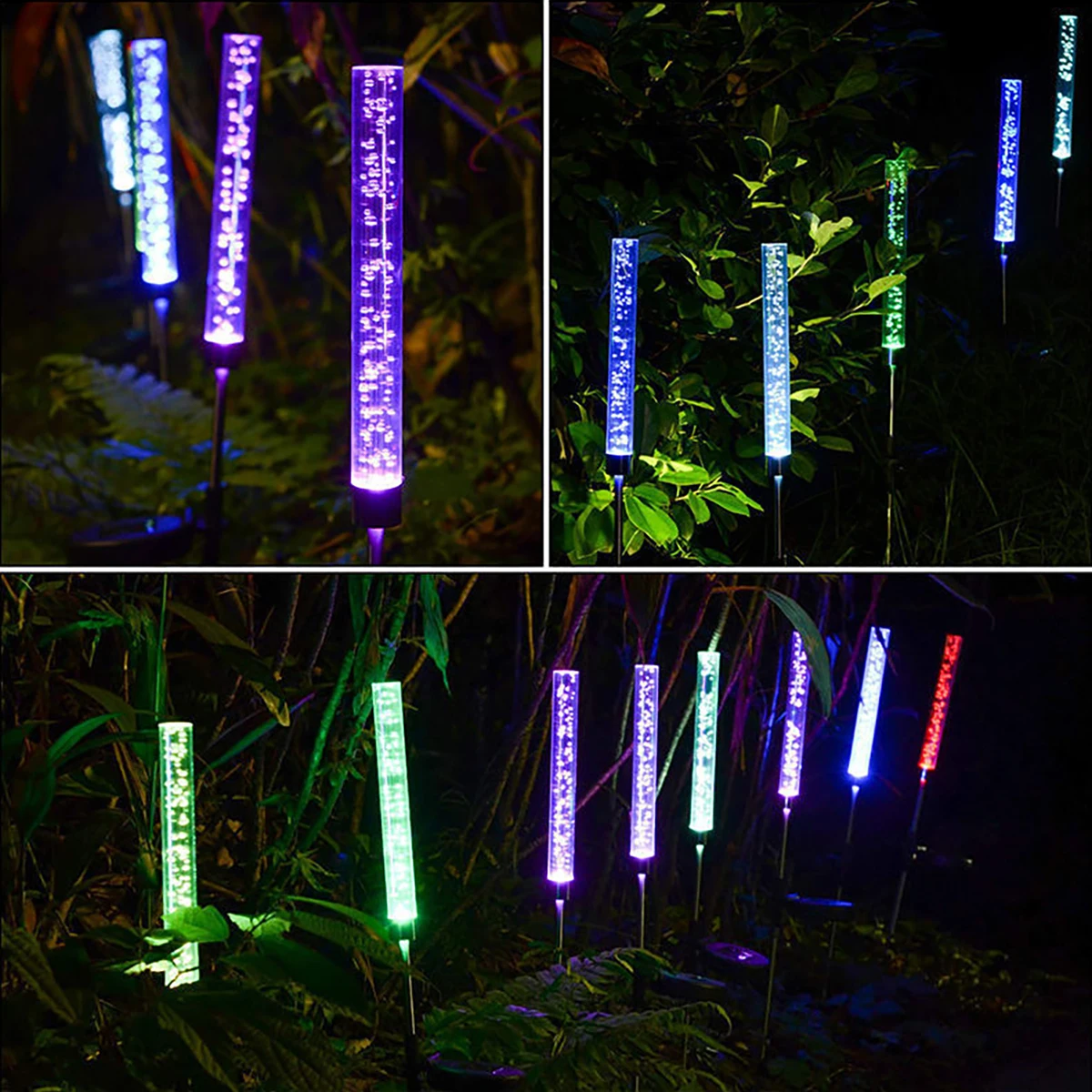 Solar Reed Bulb Bubble Stick RGB Color Acrylic Patio Park Landscape Spot Lawn Garden Plug-In Landscape Lights