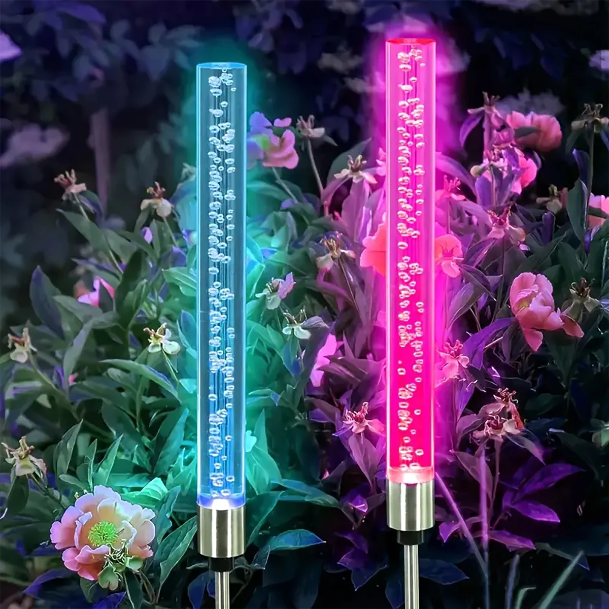 Solar Reed Bulb Bubble Stick RGB Color Acrylic Patio Park Landscape Spot Lawn Garden Plug-In Landscape Lights