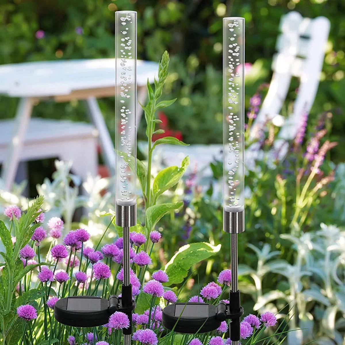 Solar Reed Bulb Bubble Stick RGB Color Acrylic Patio Park Landscape Spot Lawn Garden Plug-In Landscape Lights
