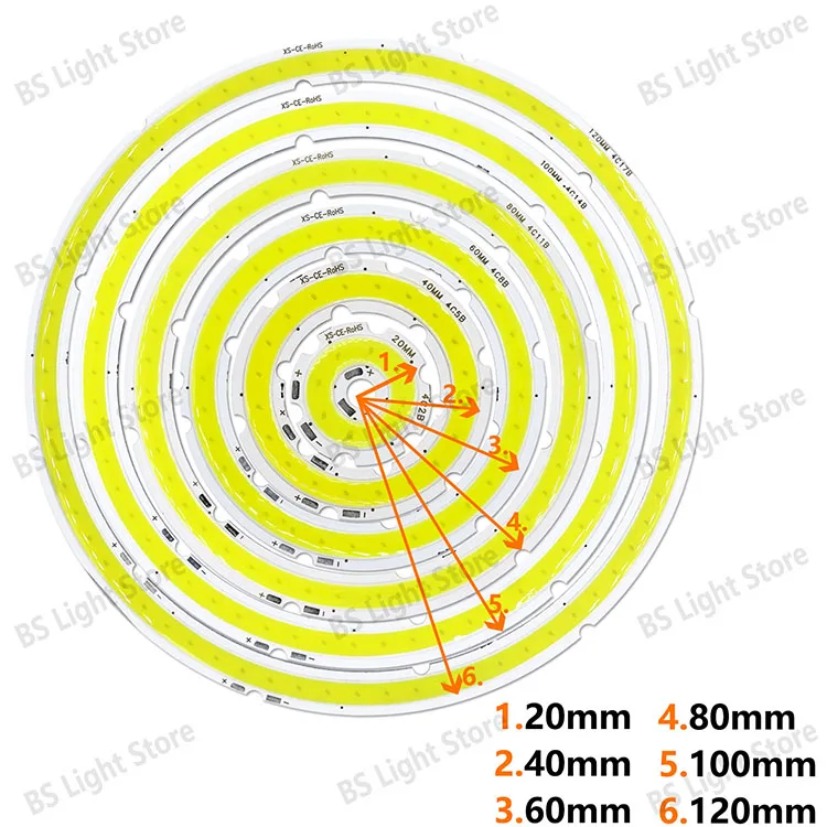 12V 2W 4W 6W 8W 10W 12W Angel Eye LED COB Light Source 20mm 40mm 60mm 80mm 100mm 120mm Accessories Suitable DIY Light Bulb White