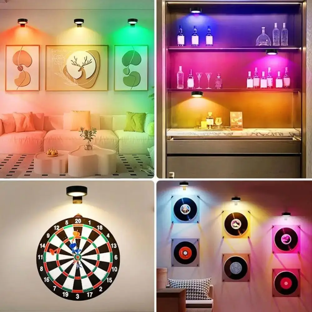 Wall-mounted RGB Painting Light Dimmable with Remote Control Painting Lamp Adjustable 13-Color Battery Operated