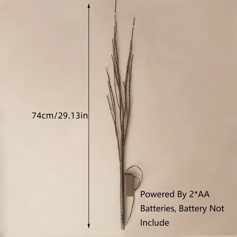 1pc 74cm/29.13in 50LED Brown Artificial Branches Lights,Indoor Battery Powered Decoration Light For Home,Restaurant,Coffee,Store