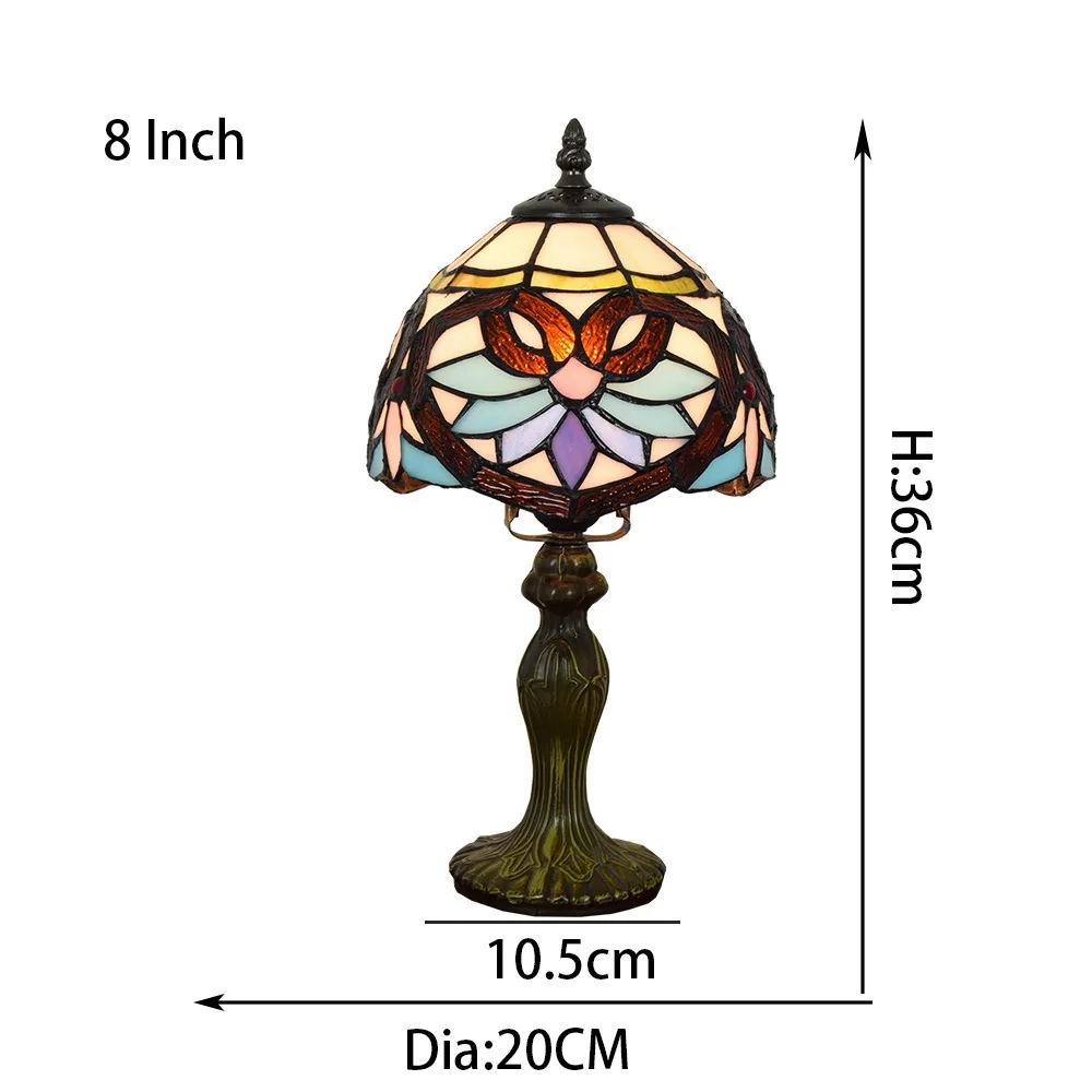 European Style Table Lamp Stained Glass Reading Light Small Room Decorate Lamp for Home Living Room Nightstand Bedroom Office