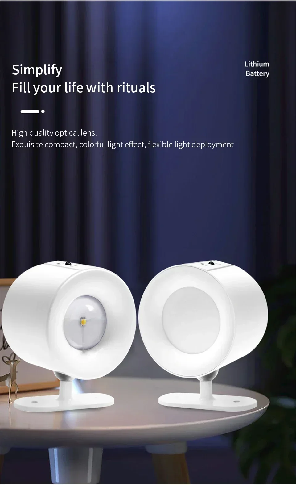 Double Head Magnetic LED Wall Lamp Rechargeable 360° Rotation Wireless Remote Control Spotlight For Bedroom Living Room Decor