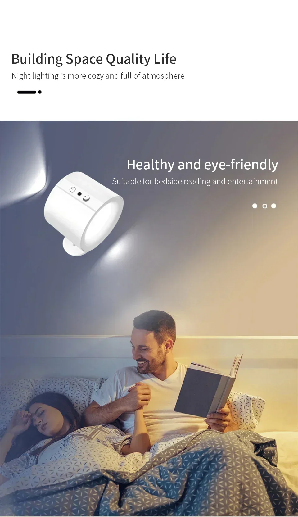 Double Head Magnetic LED Wall Lamp Rechargeable 360° Rotation Wireless Remote Control Spotlight For Bedroom Living Room Decor