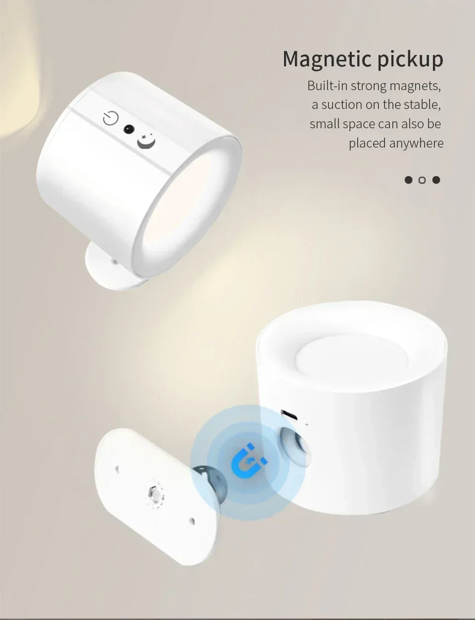 Double Head Magnetic LED Wall Lamp Rechargeable 360° Rotation Wireless Remote Control Spotlight For Bedroom Living Room Decor