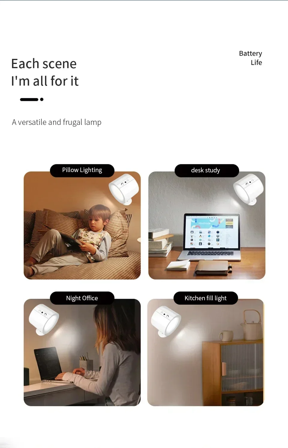 Double Head Magnetic LED Wall Lamp Rechargeable 360° Rotation Wireless Remote Control Spotlight For Bedroom Living Room Decor