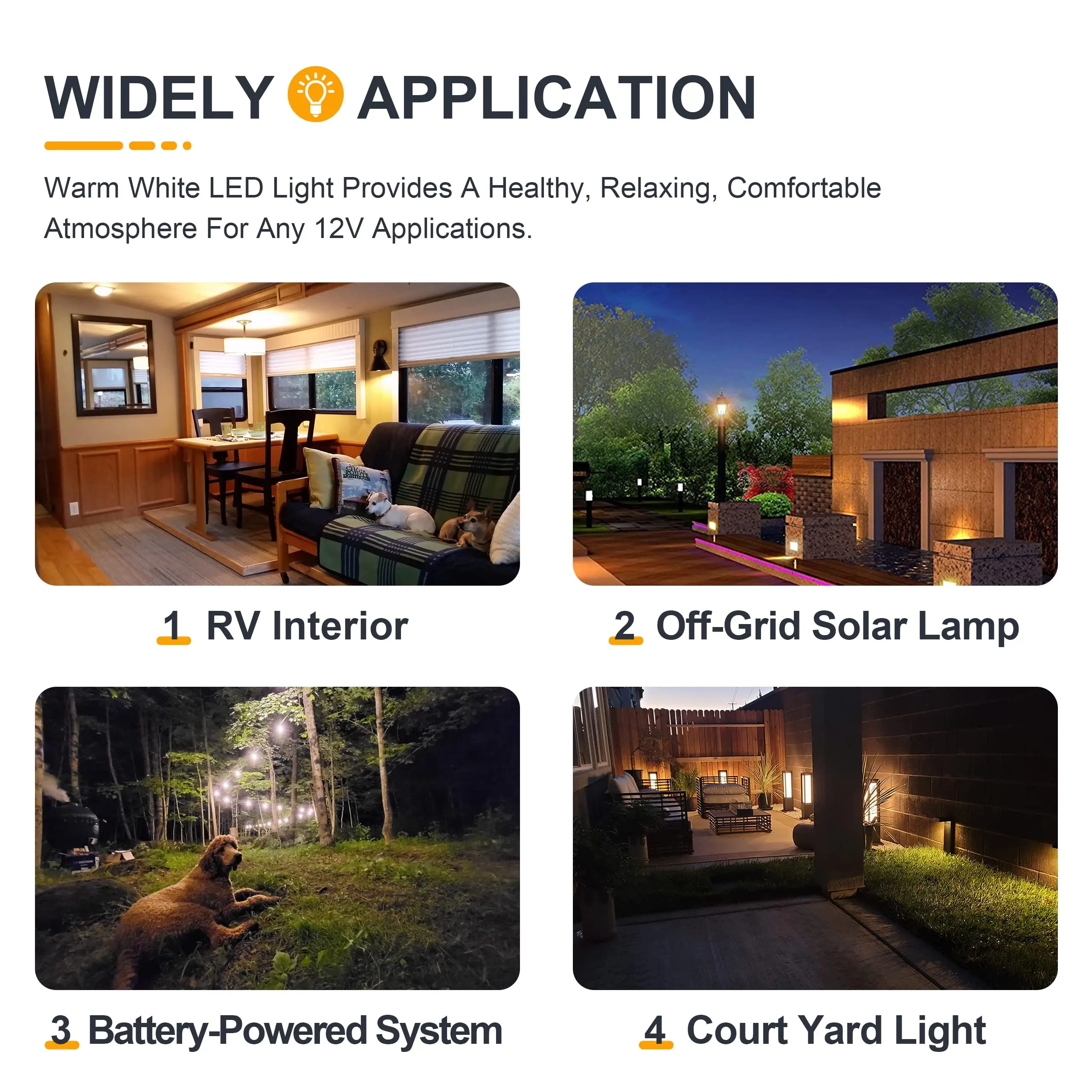 24V 12V Low Voltage LED Bulb Warm White 2700K 6W E27 A19 Light Bulbs for Off-Grid Solar Battery Systems RVs Marine Lighting
