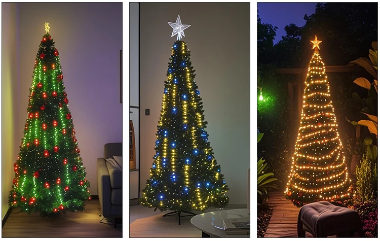 DC12V WS2811 3PIN Pixel String Signal RGB Addressable Fairy Lights for Room Decor, Ramadan, Outdoor IP68 Black Wire Pitch