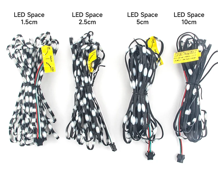 DC12V WS2811 3PIN Pixel String Signal RGB Addressable Fairy Lights for Room Decor, Ramadan, Outdoor IP68 Black Wire Pitch