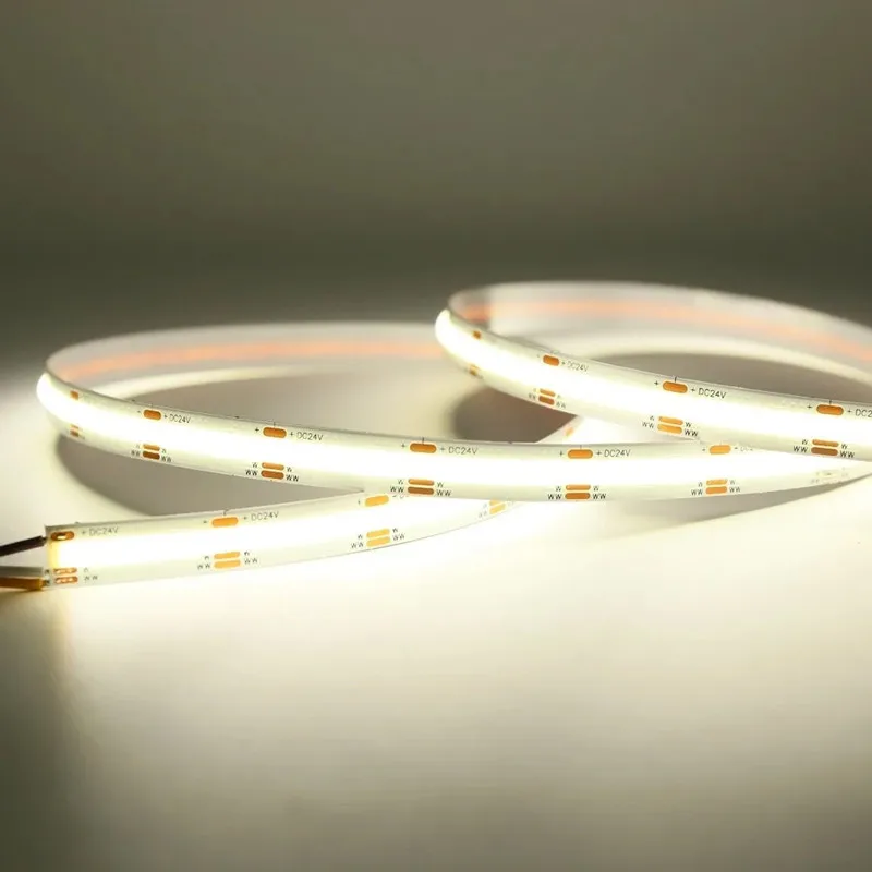 5V 12V 24V CCT COB LED Strip 2700K to 6500K Color-Changing LED Tape Dimmable Bicolor Ribbon Dual Color Linear Light Ra90 3 Wires