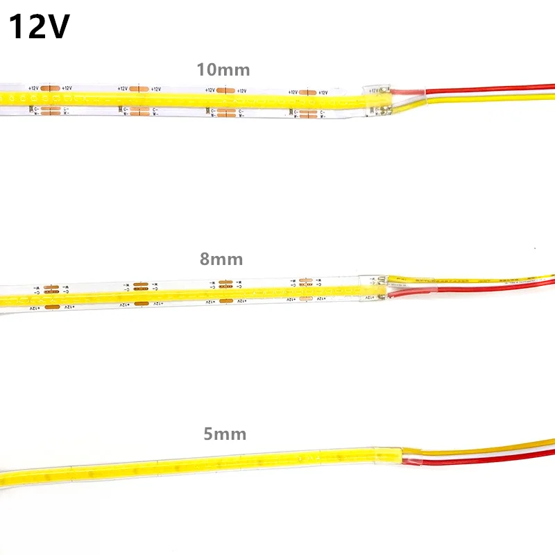 5V 12V 24V CCT COB LED Strip 2700K to 6500K Color-Changing LED Tape Dimmable Bicolor Ribbon Dual Color Linear Light Ra90 3 Wires