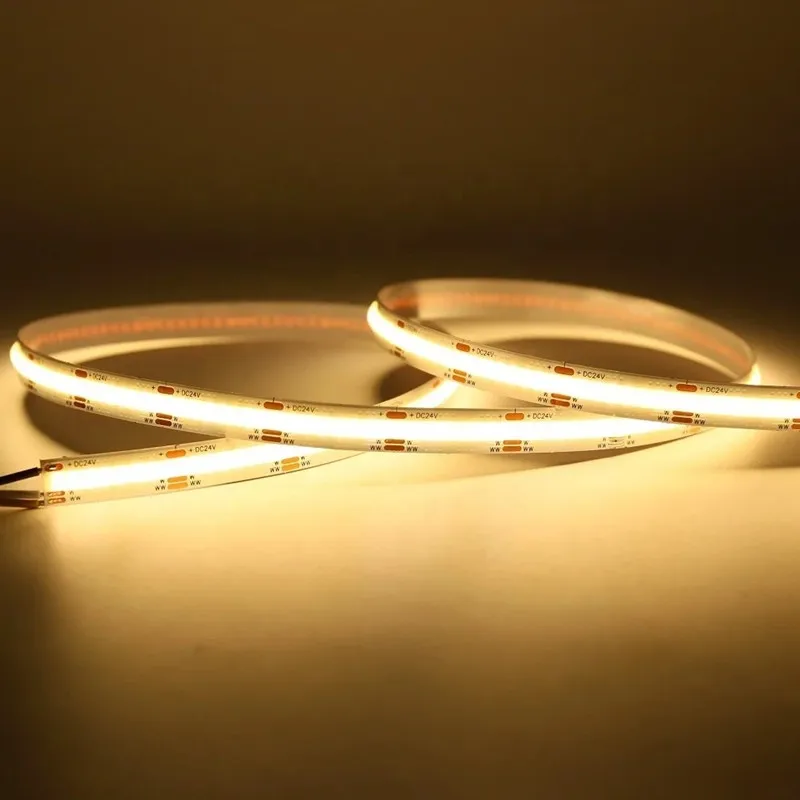 5V 12V 24V CCT COB LED Strip 2700K to 6500K Color-Changing LED Tape Dimmable Bicolor Ribbon Dual Color Linear Light Ra90 3 Wires