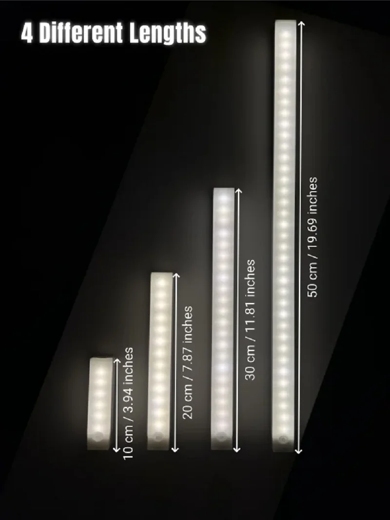 AITHEA Rechargeable Motion Sensor LED Bar Light Induction Night Light Portable Lamp for Cabinet Bedside Bathroom Mirror Light