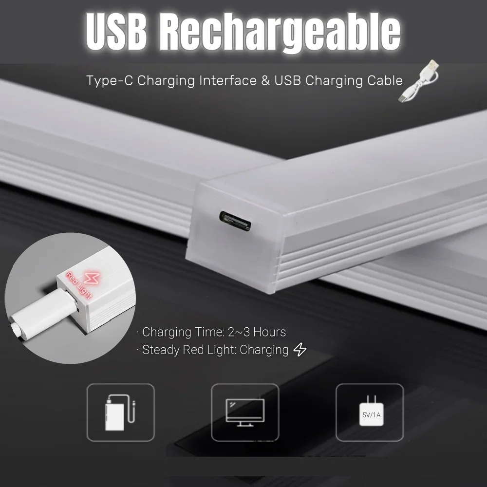AITHEA Rechargeable Motion Sensor LED Bar Light Induction Night Light Portable Lamp for Cabinet Bedside Bathroom Mirror Light