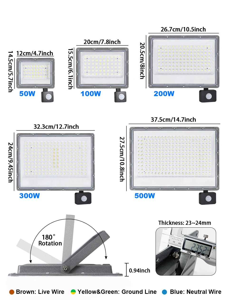 Outdoor LED Flood Light 500W 300W 200W 220V Motion Sensor Waterproof Spotlight Garden Lighting Landscape Floodlight Street Lamp