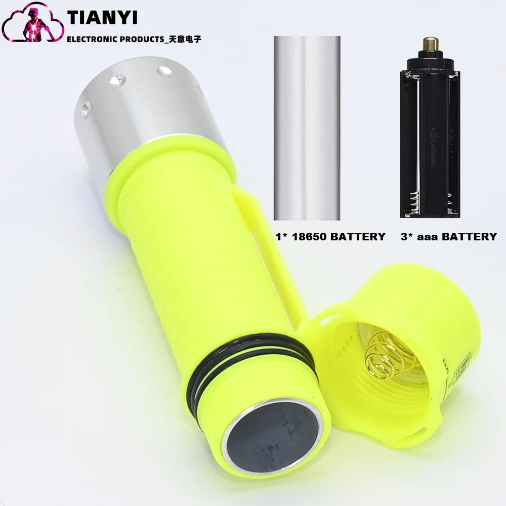Diving Flashlight with Rechargeable Power, Scuba Dive Light Super Bright, Underwater Flashlights IPX8 Waterproof 3 Modes Dive