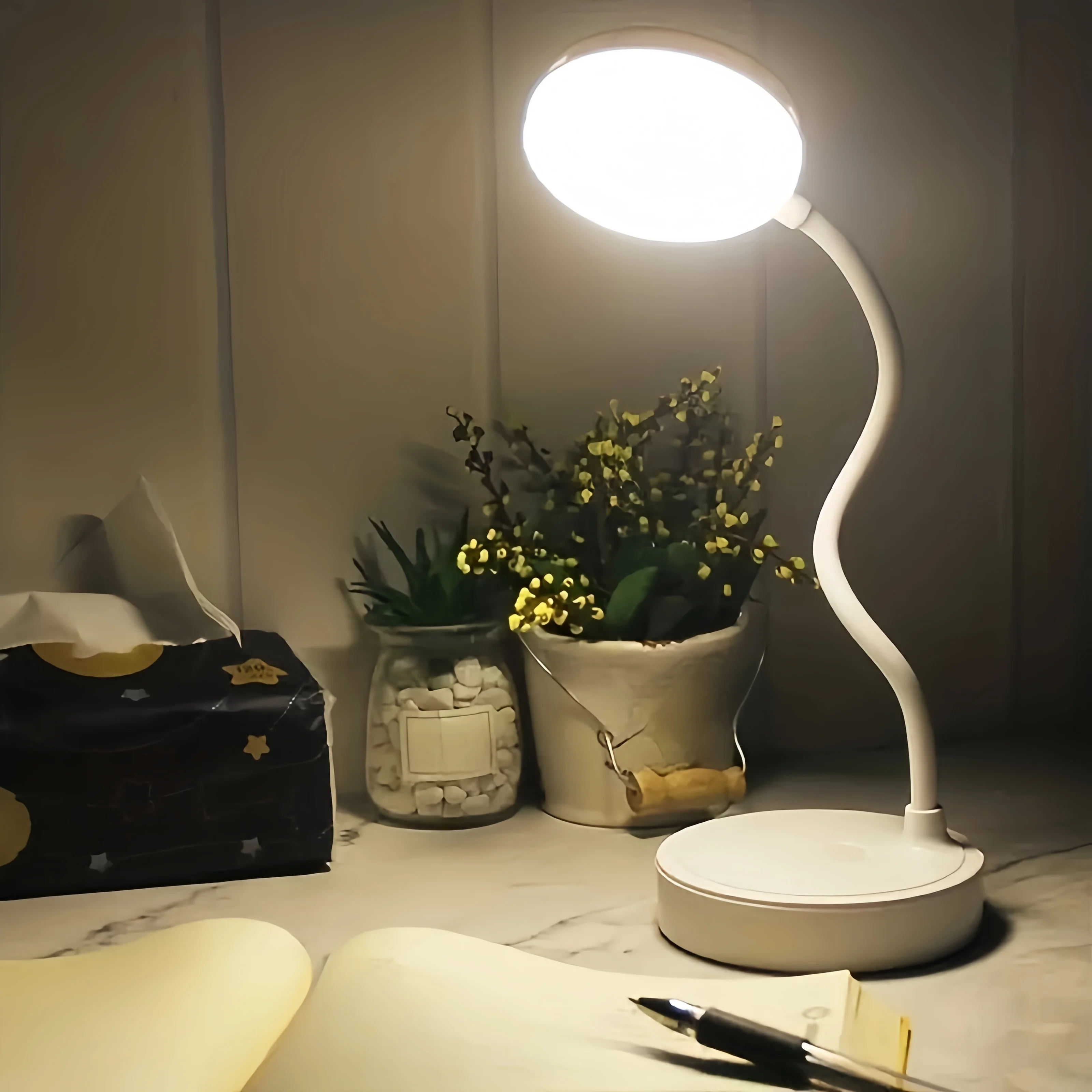 LED Desk Lamp With USB Charging Port Flexible LED White Light Perfect for Home Office Reading Study Warm/White Touch Control