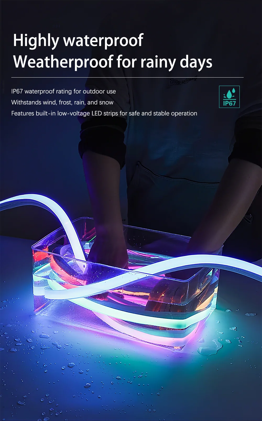 Wiscolor WIFI RGBIC LED Neon Strip Lights Waterproof Voice Control Work With TUYA Smart Life For DIY Room Home Decoration