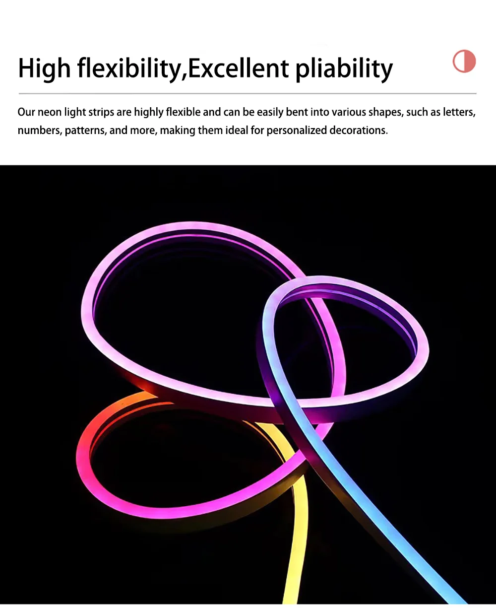 Wiscolor WIFI RGBIC LED Neon Strip Lights Waterproof Voice Control Work With TUYA Smart Life For DIY Room Home Decoration