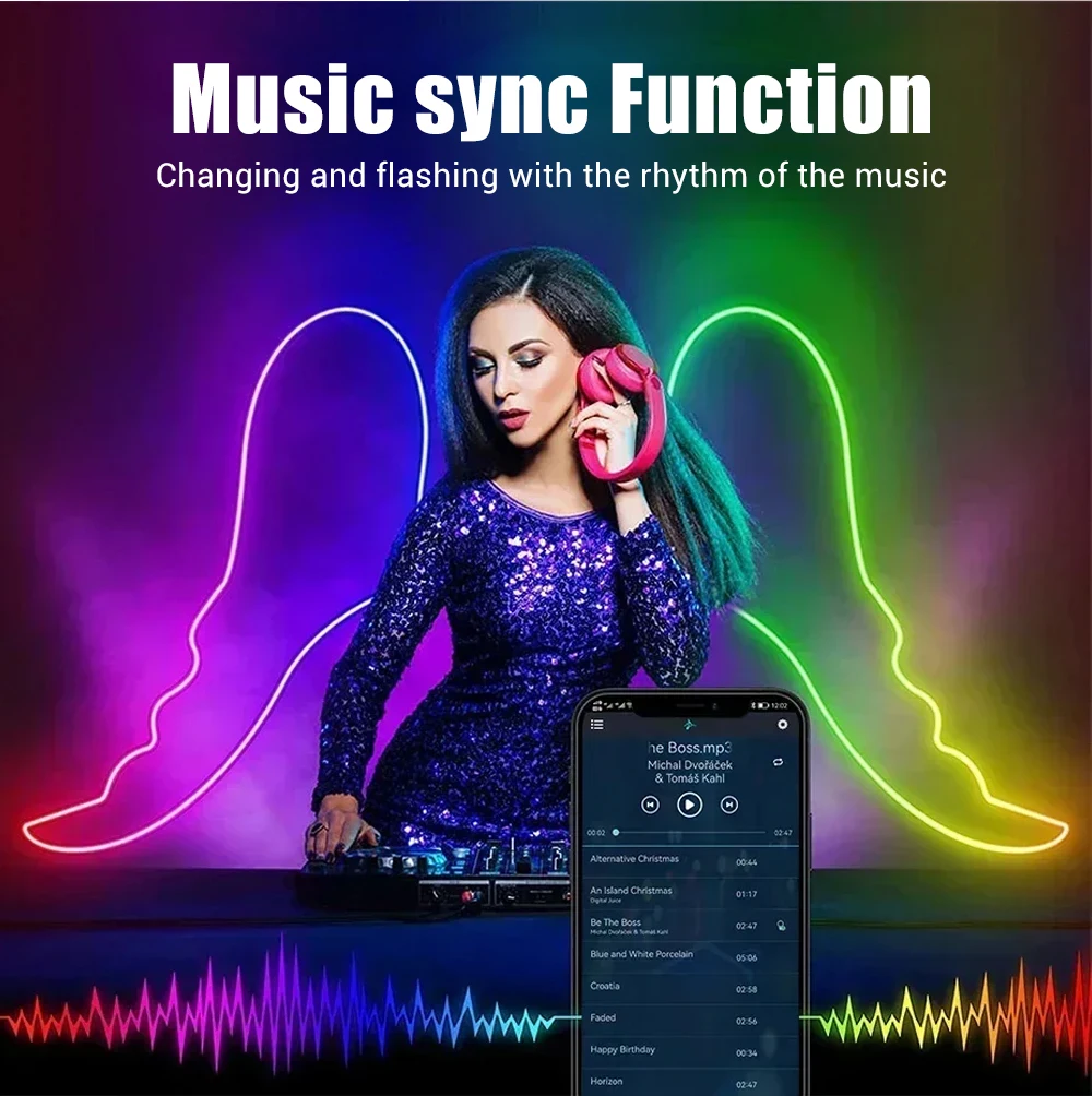 Wiscolor WIFI RGBIC LED Neon Strip Lights Waterproof Voice Control Work With TUYA Smart Life For DIY Room Home Decoration