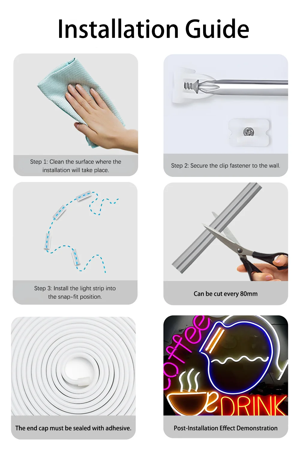 Wiscolor WIFI RGBIC LED Neon Strip Lights Waterproof Voice Control Work With TUYA Smart Life For DIY Room Home Decoration