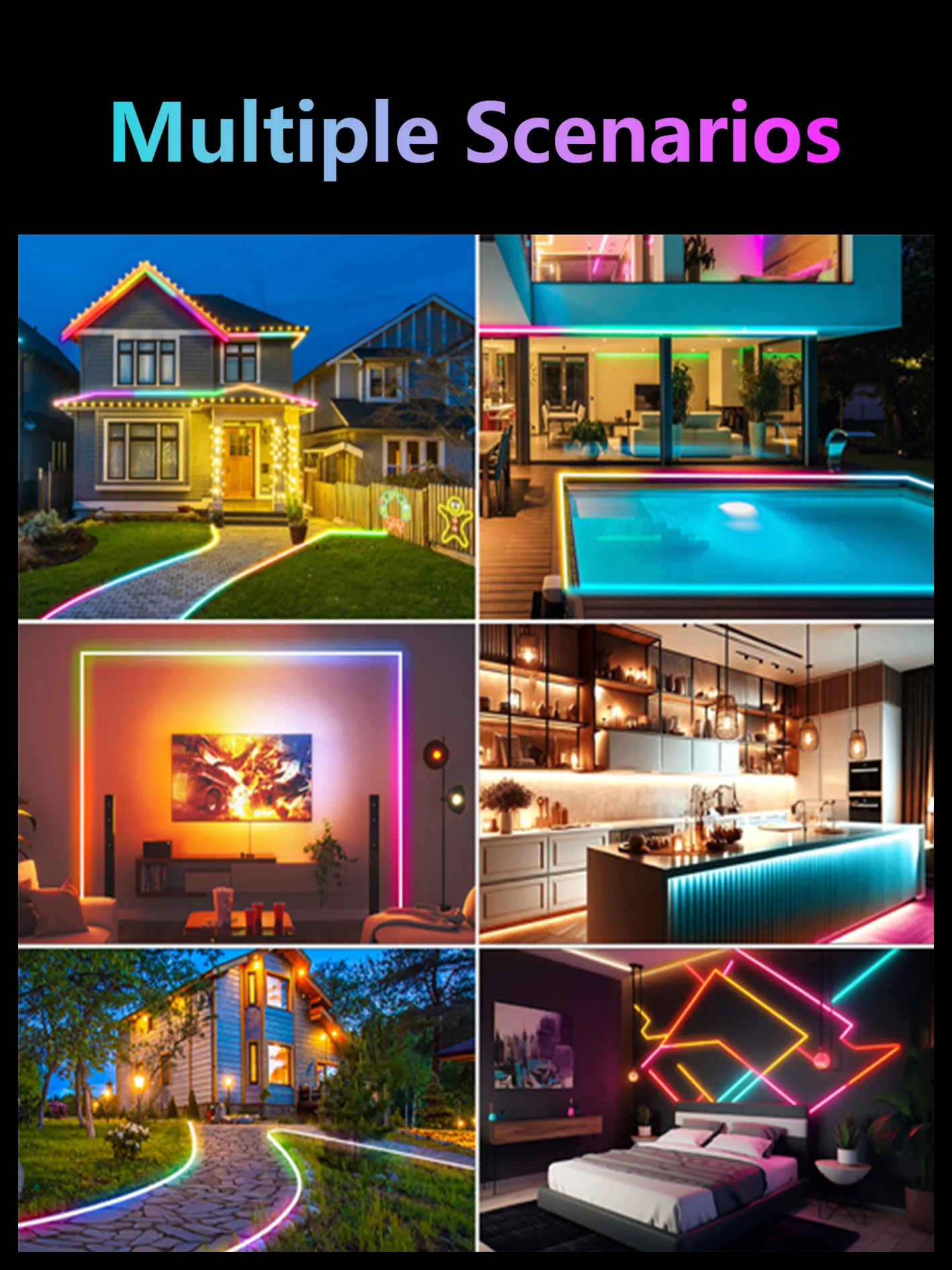 Wiscolor WIFI RGBIC LED Neon Strip Lights Waterproof Voice Control Work With TUYA Smart Life For DIY Room Home Decoration