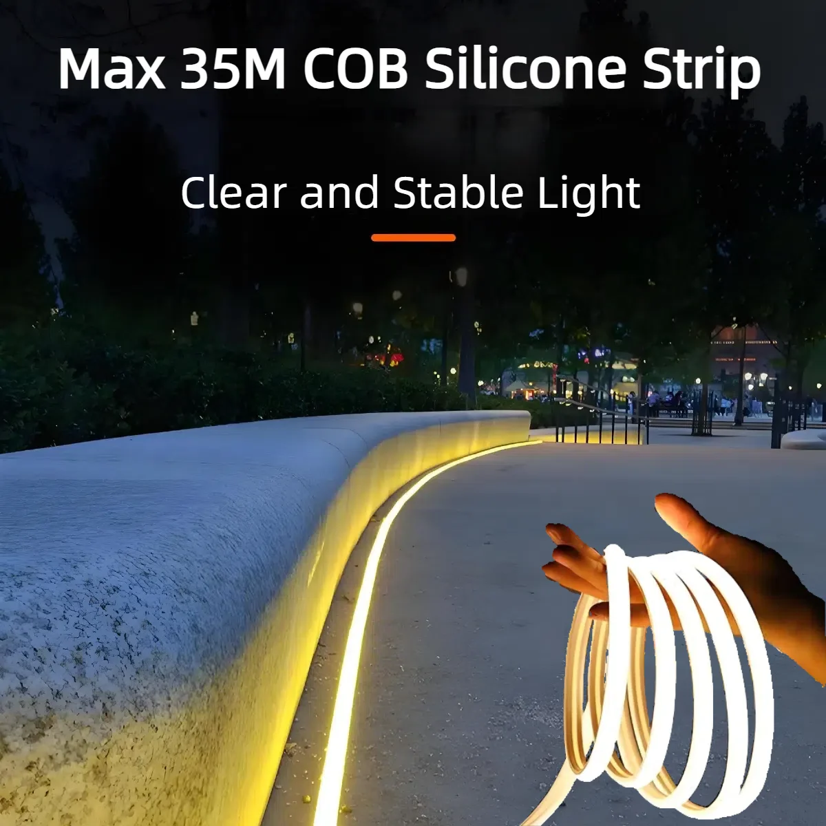 35M 20M Set COB LED Silicone Tube Strip Light EU 220V Standard Waterproof High Lumen For Outdoor Villa Garden Swimming Pool Yard