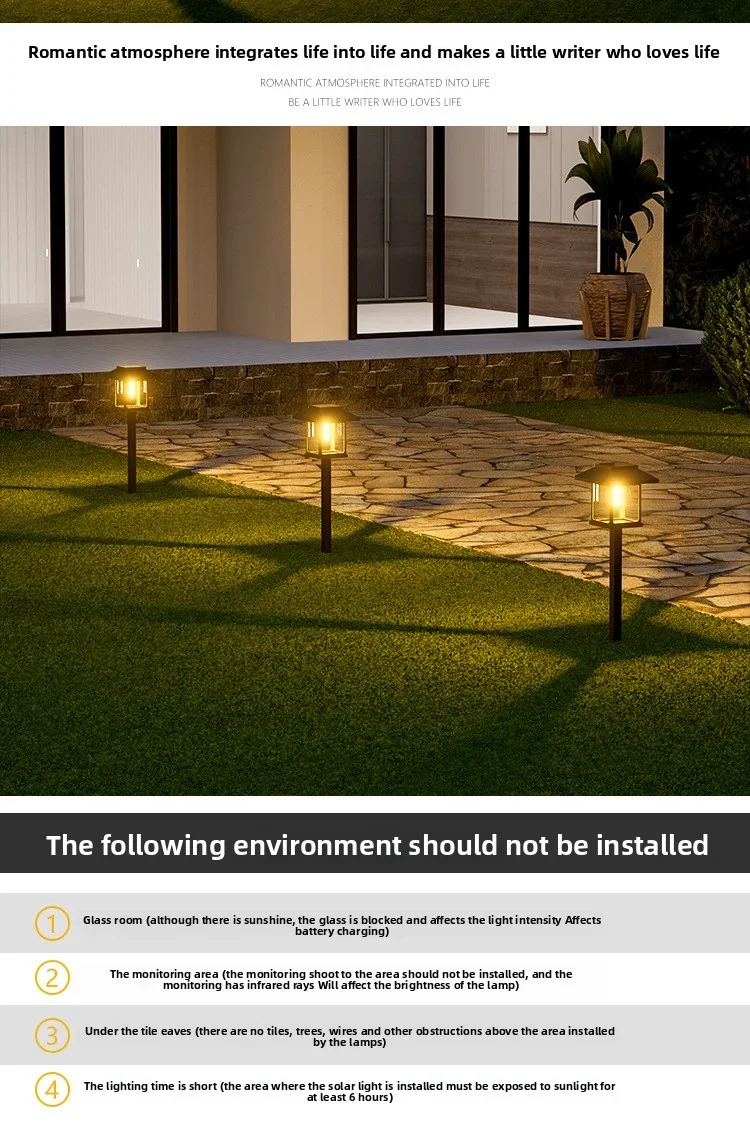 Solar Outdoor Ground Plug Lawn Lamp Patio Villa Led Ambiance Tungsten Lamp Outdoor Park Decoration Landscape Lights Garden Decor