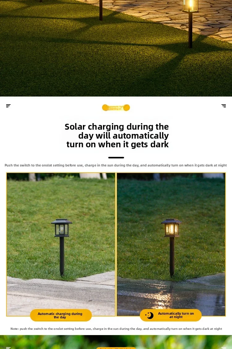 Solar Outdoor Ground Plug Lawn Lamp Patio Villa Led Ambiance Tungsten Lamp Outdoor Park Decoration Landscape Lights Garden Decor