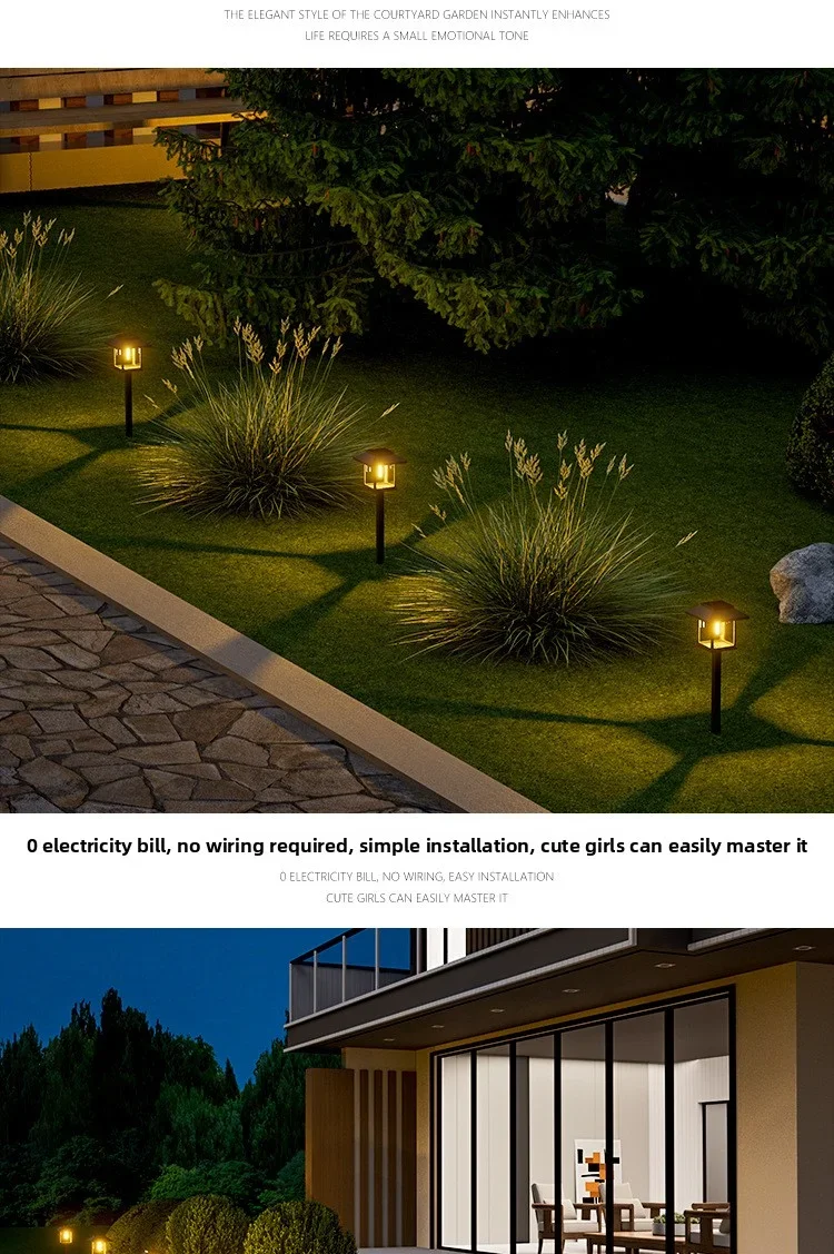 Solar Outdoor Ground Plug Lawn Lamp Patio Villa Led Ambiance Tungsten Lamp Outdoor Park Decoration Landscape Lights Garden Decor