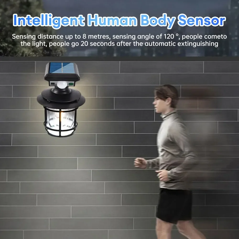 Motion Sensor Garden Street Solar Lamp IP65 Waterproof Garden Security Wall Light LED Outdoor Solar Lamp for Yard Patio Pathway