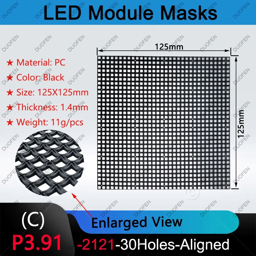 P3.91-1921-30Holes series Masks, Model A/B/C/D,125X125mm,Black Plastic, for LED display repair