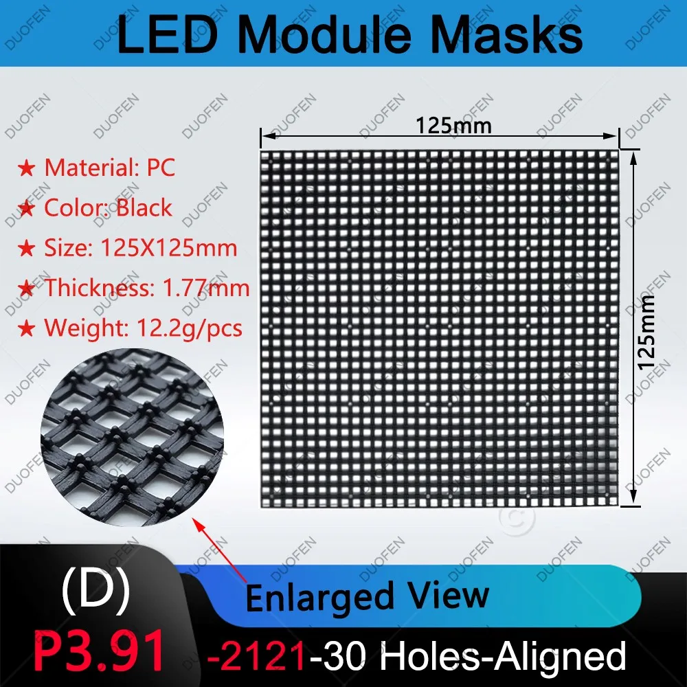P3.91-1921-30Holes series Masks, Model A/B/C/D,125X125mm,Black Plastic, for LED display repair